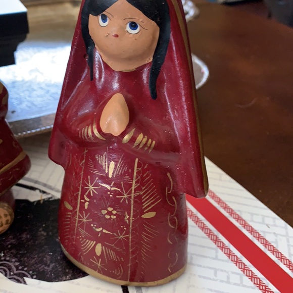 SET of 7 hand painted pottery nativity Mexico - Picture 7 of 7